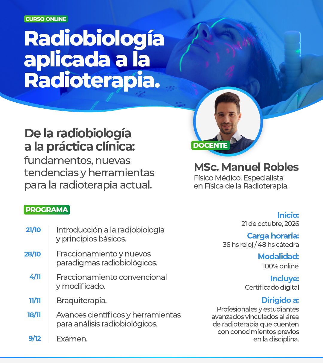 Curso radiobiología aplicada a la radioterapia